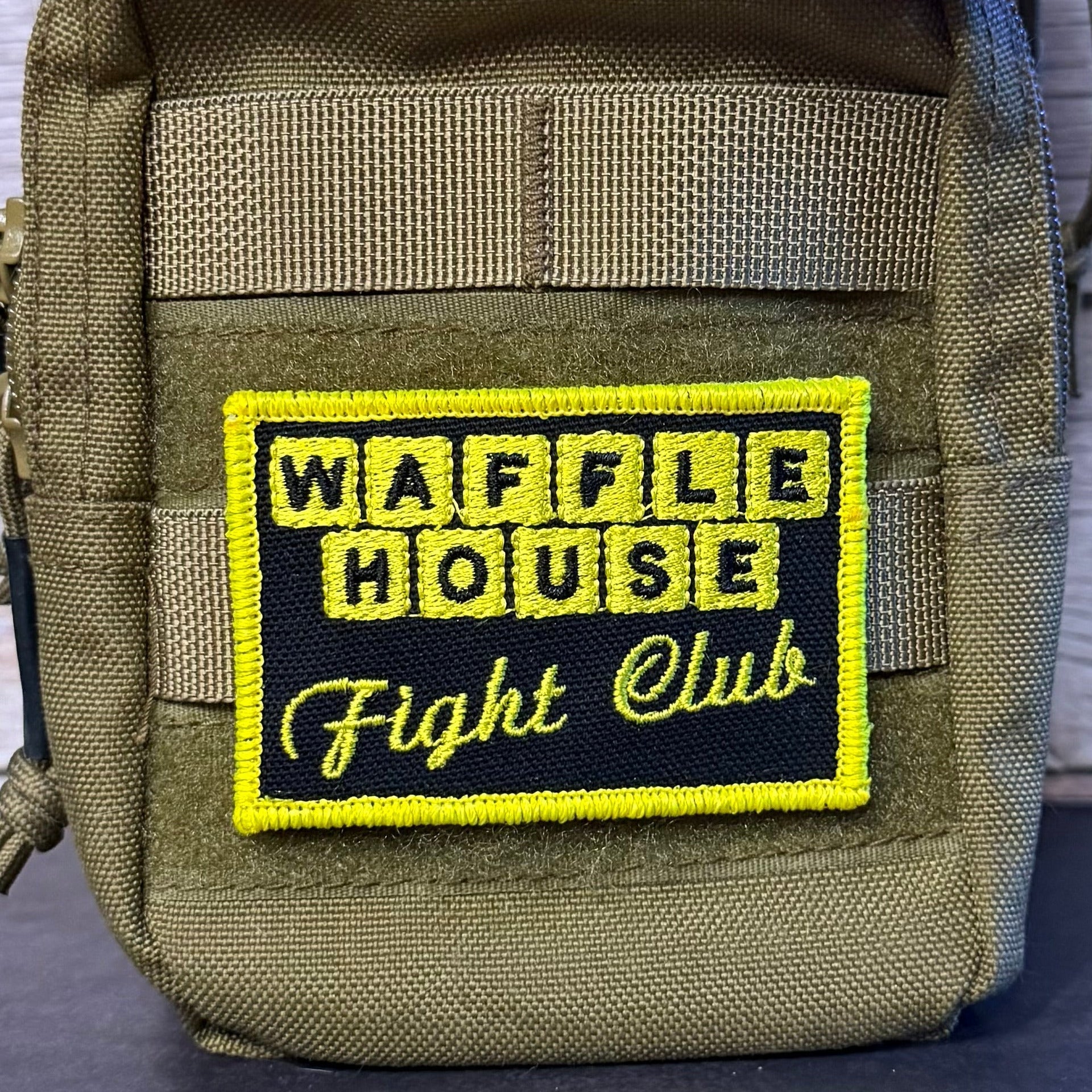 Waffle House Fight Club Funny Morale Patch, 2x3" | Made in USA | VELCRO® Brand Hook Backing - LoneStar Adhesive
