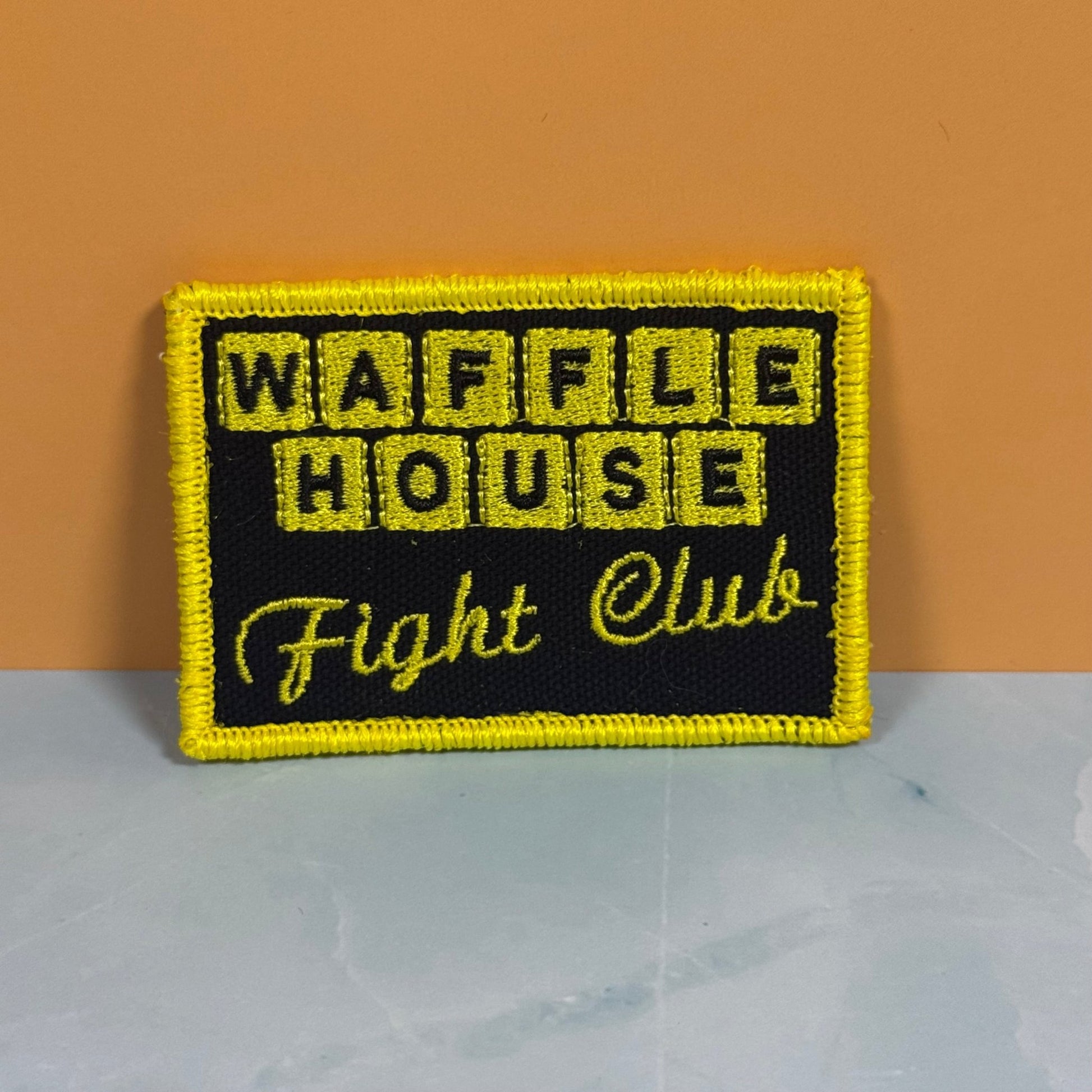 Waffle House Fight Club Funny Morale Patch, 2x3" | Made in USA | VELCRO® Brand Hook Backing - LoneStar Adhesive