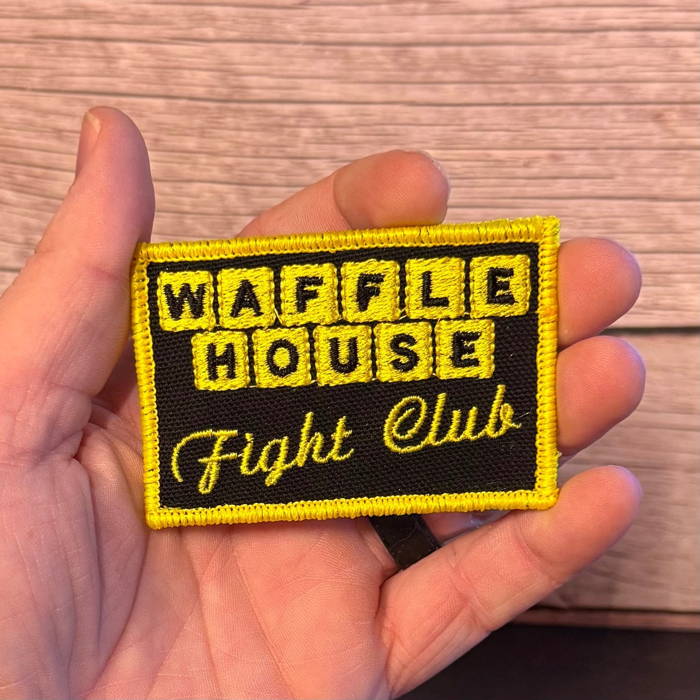 Waffle House Fight Club Funny Morale Patch, 2x3" | Made in USA | VELCRO® Brand Hook Backing - LoneStar Adhesive