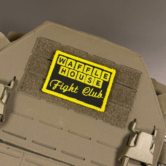 Waffle House Fight Club Funny Morale Patch, 2x3" | Made in USA | VELCRO® Brand Hook Backing - LoneStar Adhesive