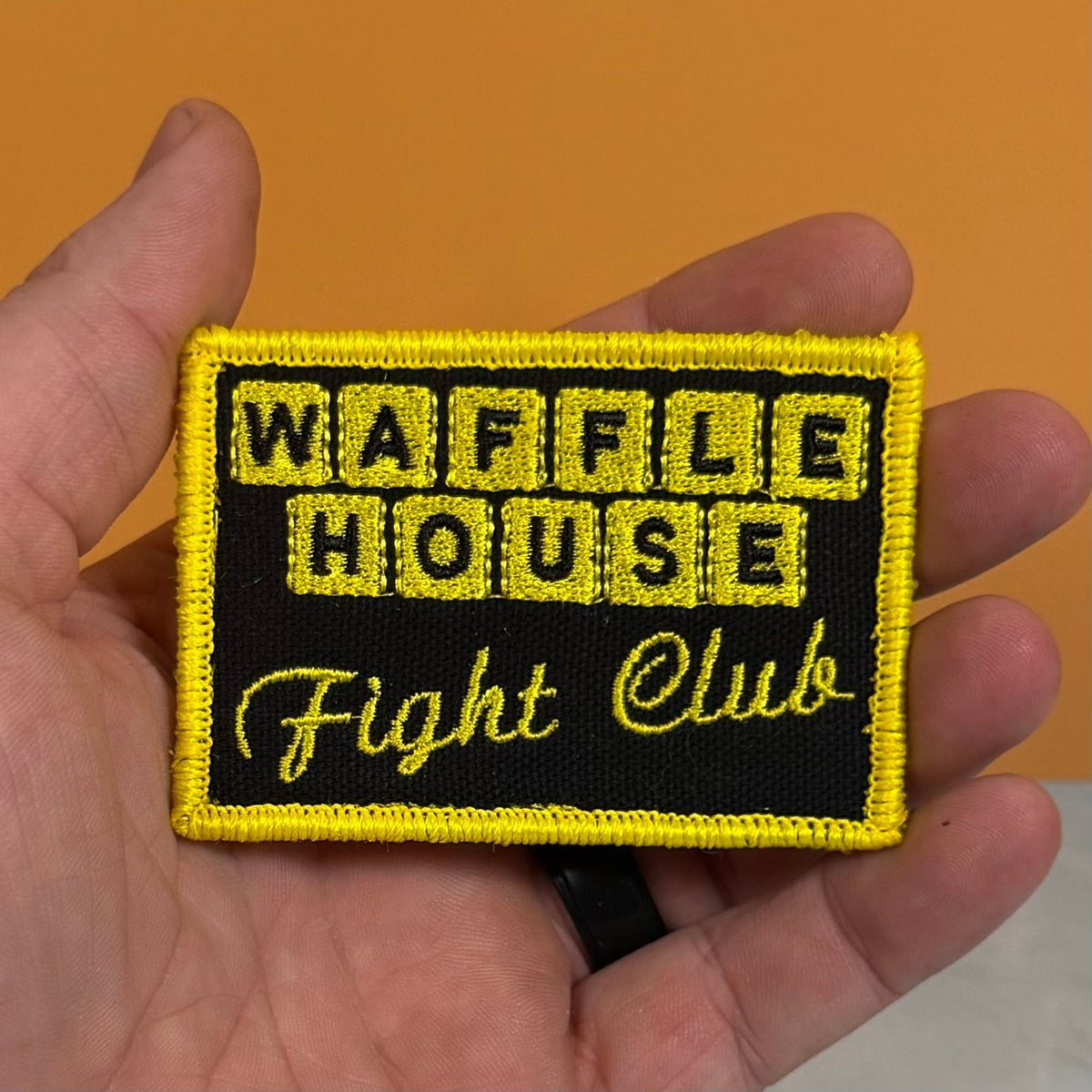 Waffle House Fight Club Funny Morale Patch, 2x3" | Made in USA | VELCRO® Brand Hook Backing - LoneStar Adhesive
