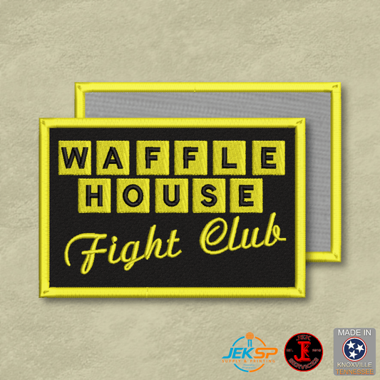 Waffle House Fight Club Funny Morale Patch | Made in USA | VELCRO® Brand Hook Backing - LoneStar Adhesive