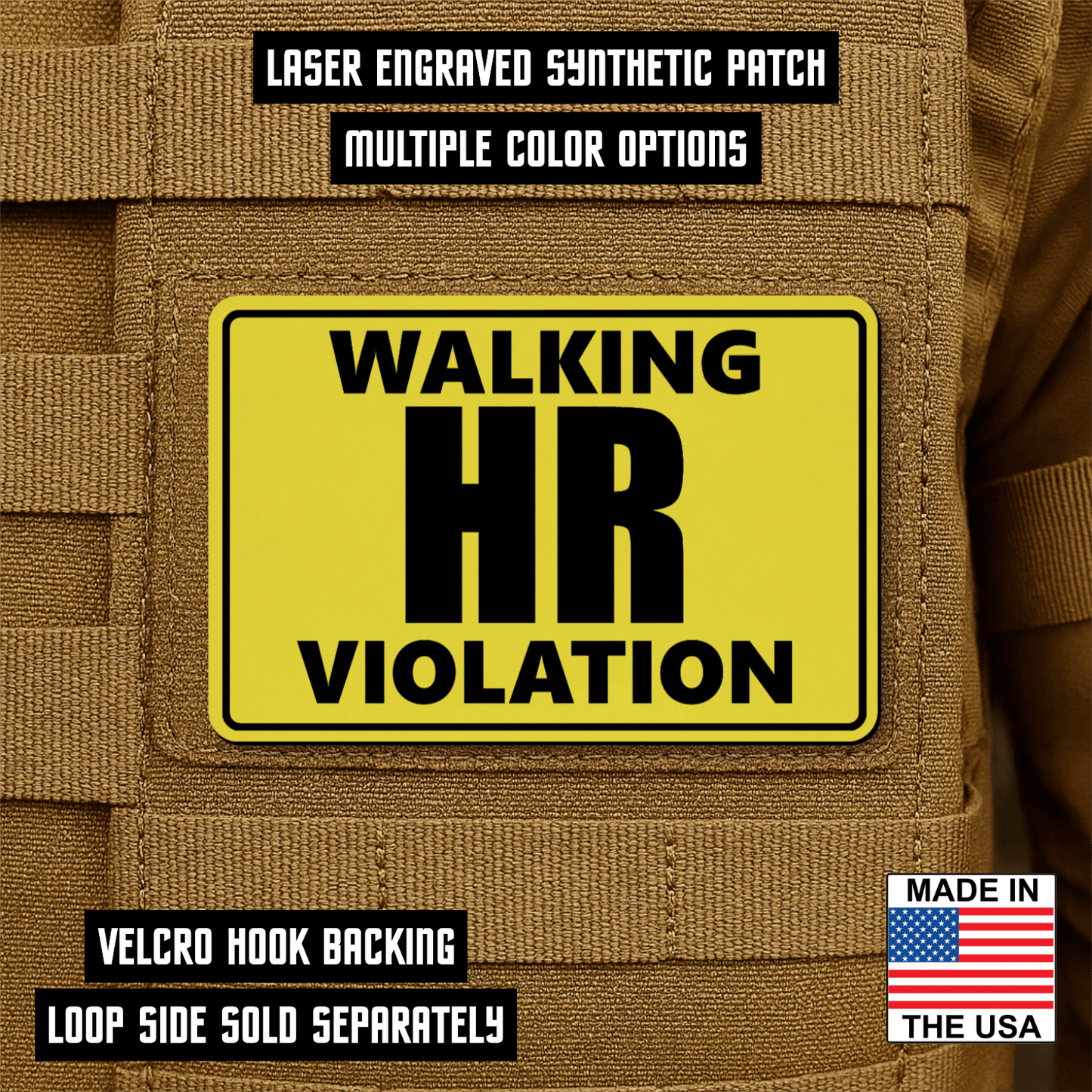 Walking HR Violation Morale Patch 2"x3" Hook & Loop | Made in USA - LoneStar Adhesive