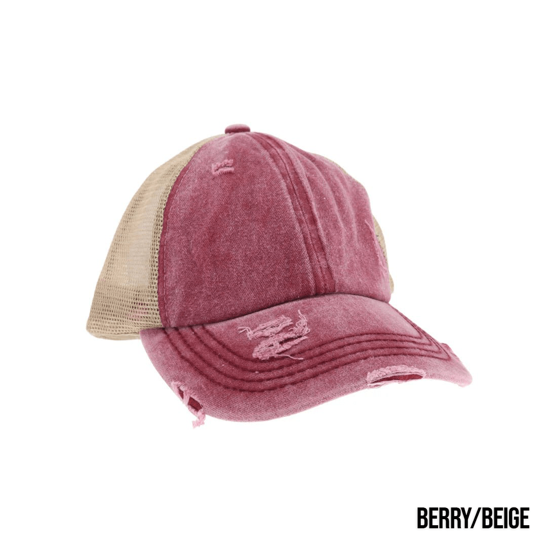 Washed Denim Criss Cross High Pony Ball Caps by CC – Lone Star