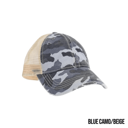 Washed Denim Criss Cross High Pony Ball Caps by CC - LoneStar Adhesive