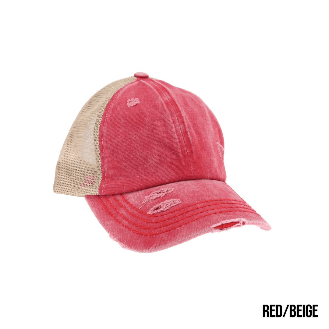 Washed Denim Criss Cross High Pony Ball Caps by CC - LoneStar Adhesive