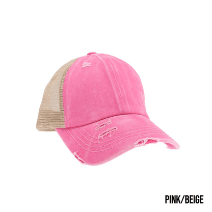 Washed Denim Criss Cross High Pony Ball Caps by CC - LoneStar Adhesive