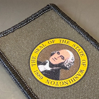 Washington State Flag Patch, 2x3" (Full Color & Tactical) | Made in USA | VELCRO® Brand Hook Backing - #LoneStar Adhesive#