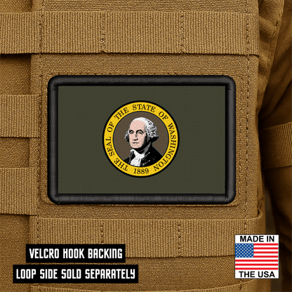 Washington State Flag Patch 2"x3" Hook & Loop | Made in USA | Pro - Print Full Color & Tactical Options - LoneStar Adhesive