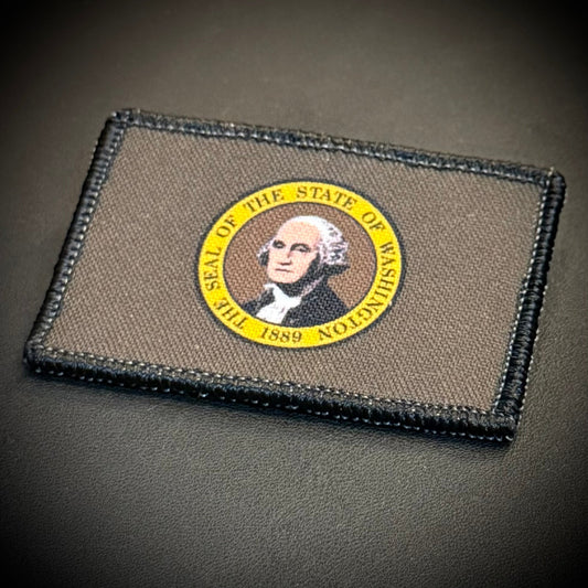 Washington State Flag Printed Morale Patch, 2x3" | VELCRO® Brand Hook Backing - #LoneStar Adhesive#