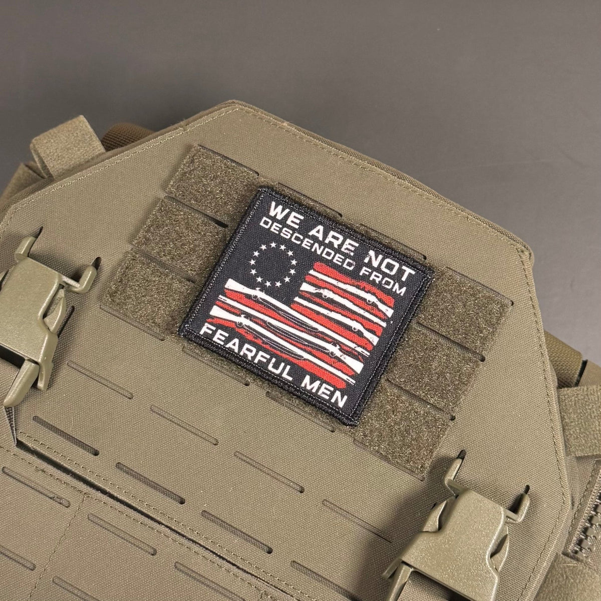 We Are Not Descended From Fearful Men, 2A Patriotic Militia Morale Patch, 3x3" | Made in USA | VELCRO® Brand Hook Backing - #LoneStar Adhesive#