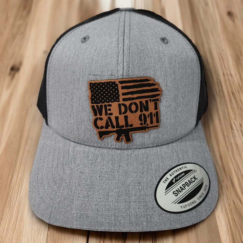 We Don't Call 911 AR & American Flag Leather Patch Trucker Hat - #LoneStar Adhesive#