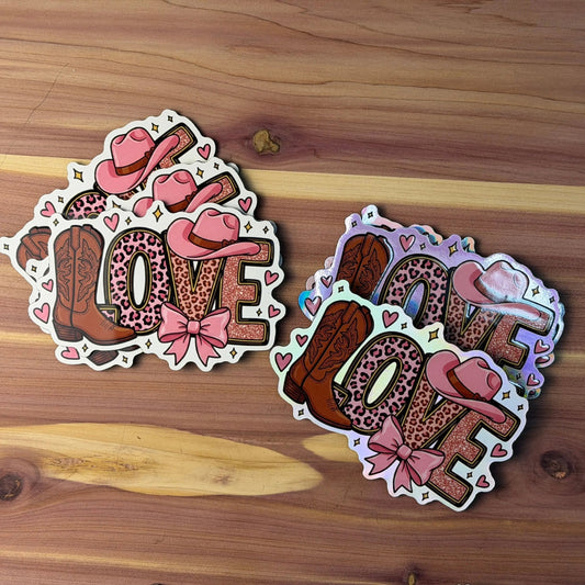 Western Boho Cowboy LOVE - Valentine's Day | UV Printed Leather Hat Patc - LoneStar Adhesive