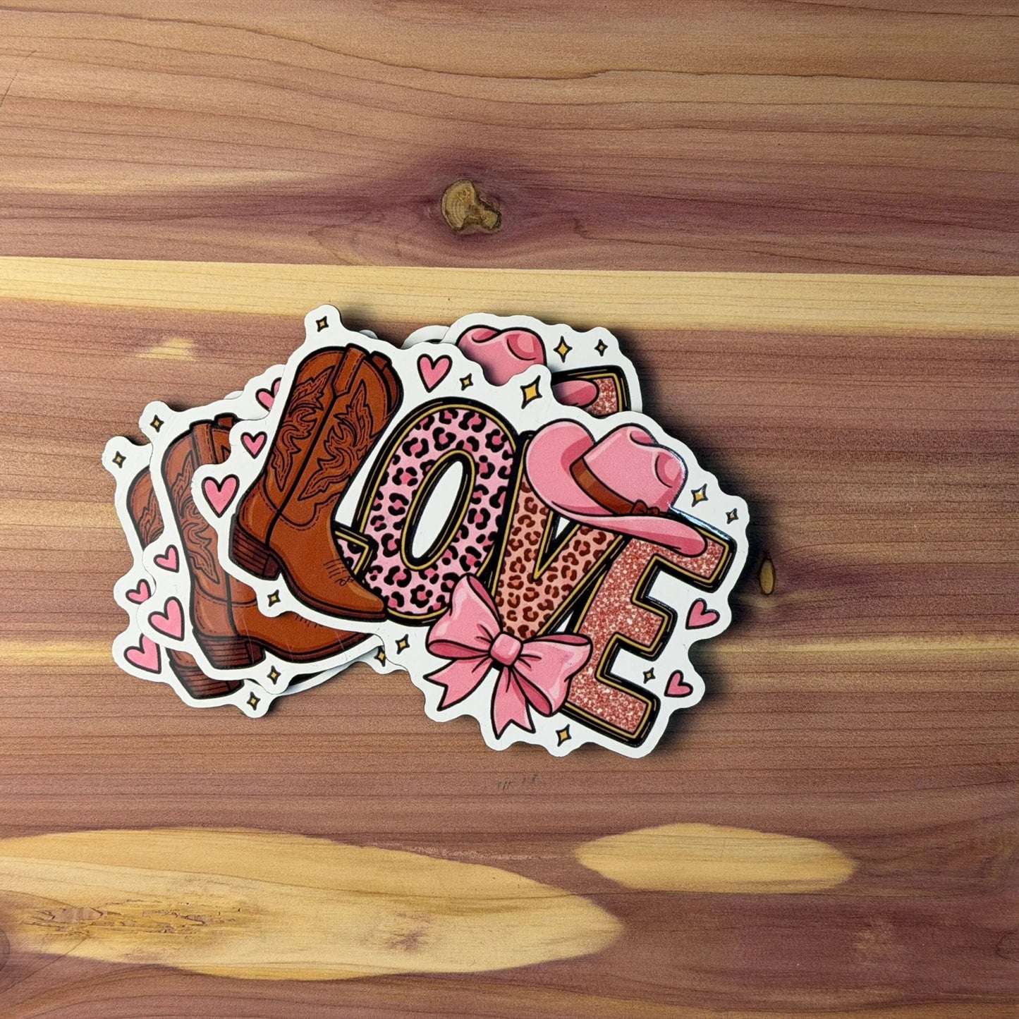 Western Boho Cowboy LOVE - Valentine's Day | UV Printed Leather Hat Patc | Shop On Vacation Through 1/8. Orders Will Process on 1/9 - LoneStar Adhesive