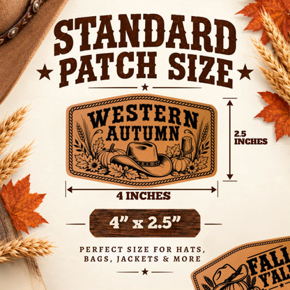 Western Fall Hat Patch SVG Bundle | 8 Autumn Cowboy Laser Engraving Designs | Leatherette Patch Files | SVG XS PNG PDF - LoneStar Adhesive