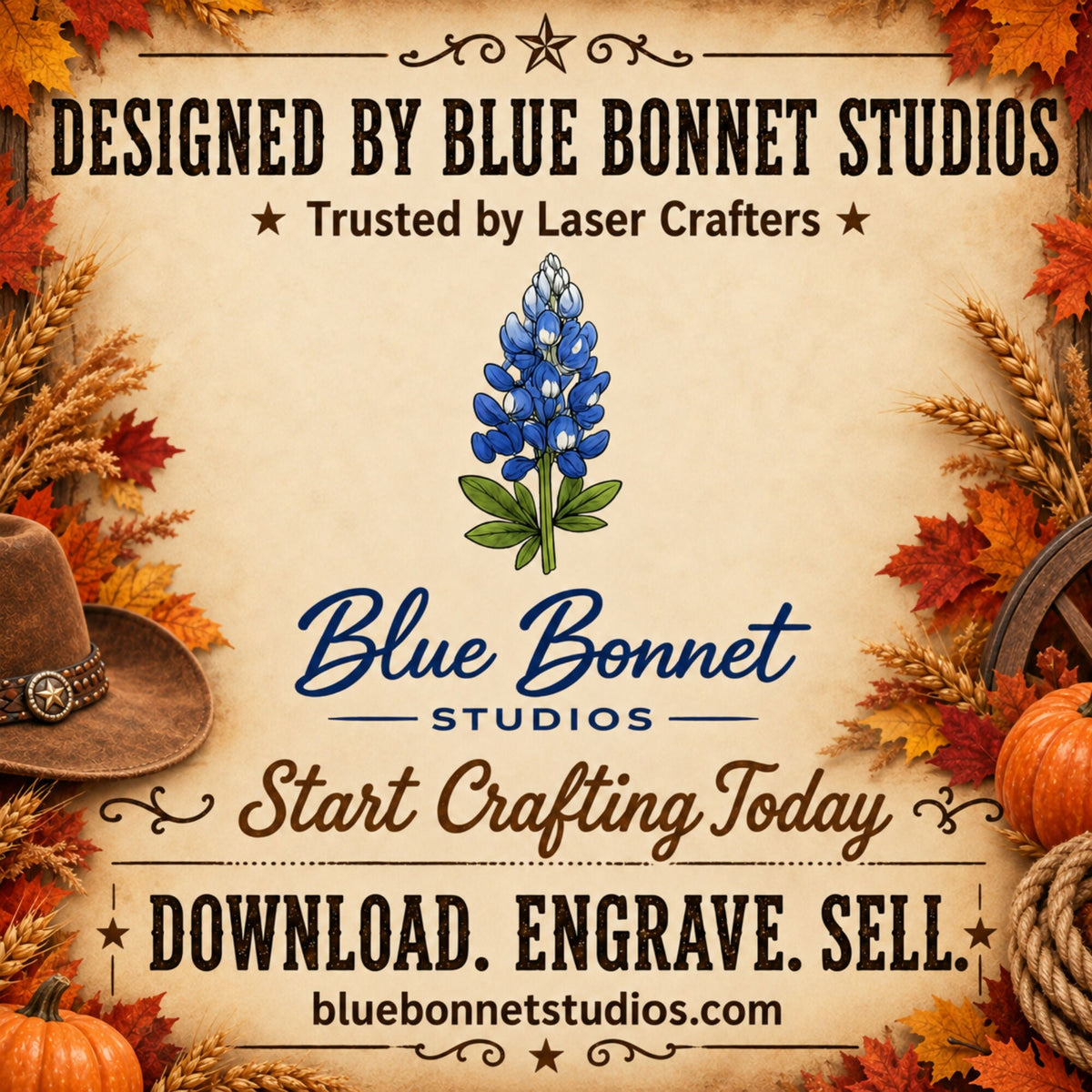 Western Fall Hat Patch SVG Bundle | 8 Autumn Cowboy Laser Engraving Designs | Leatherette Patch Files | SVG XS PNG PDF - LoneStar Adhesive