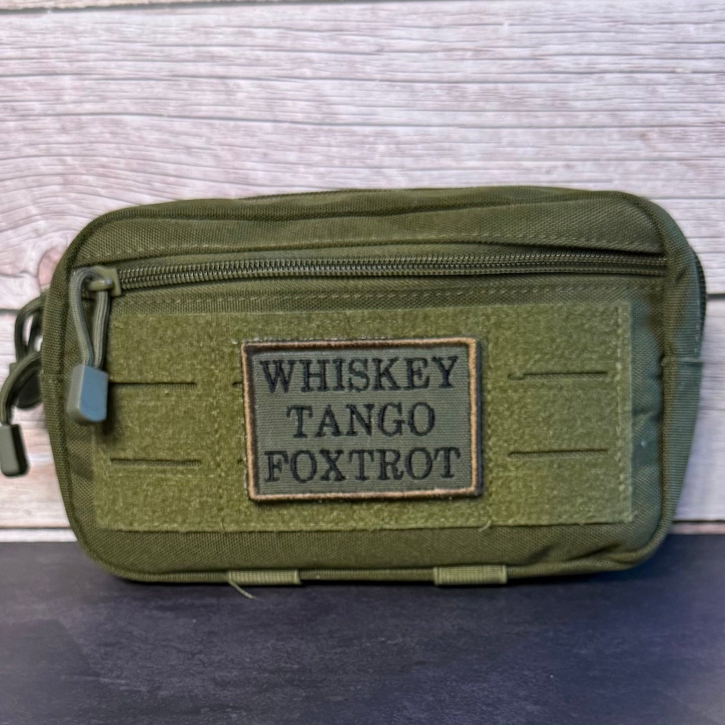 Whiskey Tango Foxtrot WTF Funny Morale Patch, 2x3" | Made in USA | VELCRO® Brand Hook Backing - LoneStar Adhesive