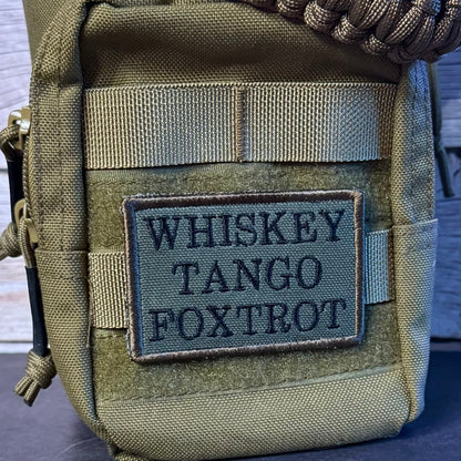 Whiskey Tango Foxtrot WTF Funny Morale Patch, 2x3" | Made in USA | VELCRO® Brand Hook Backing - LoneStar Adhesive