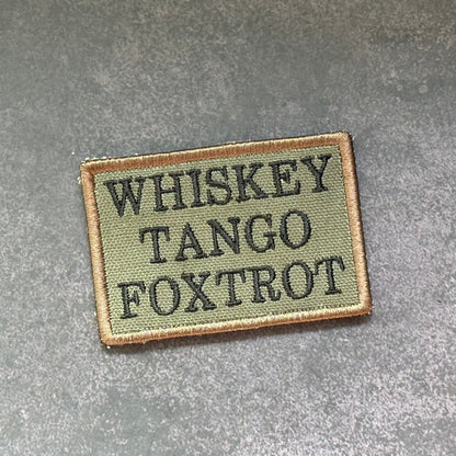 Whiskey Tango Foxtrot WTF Funny Morale Patch | Made in USA | VELCRO® Brand Hook Backing - LoneStar Adhesive