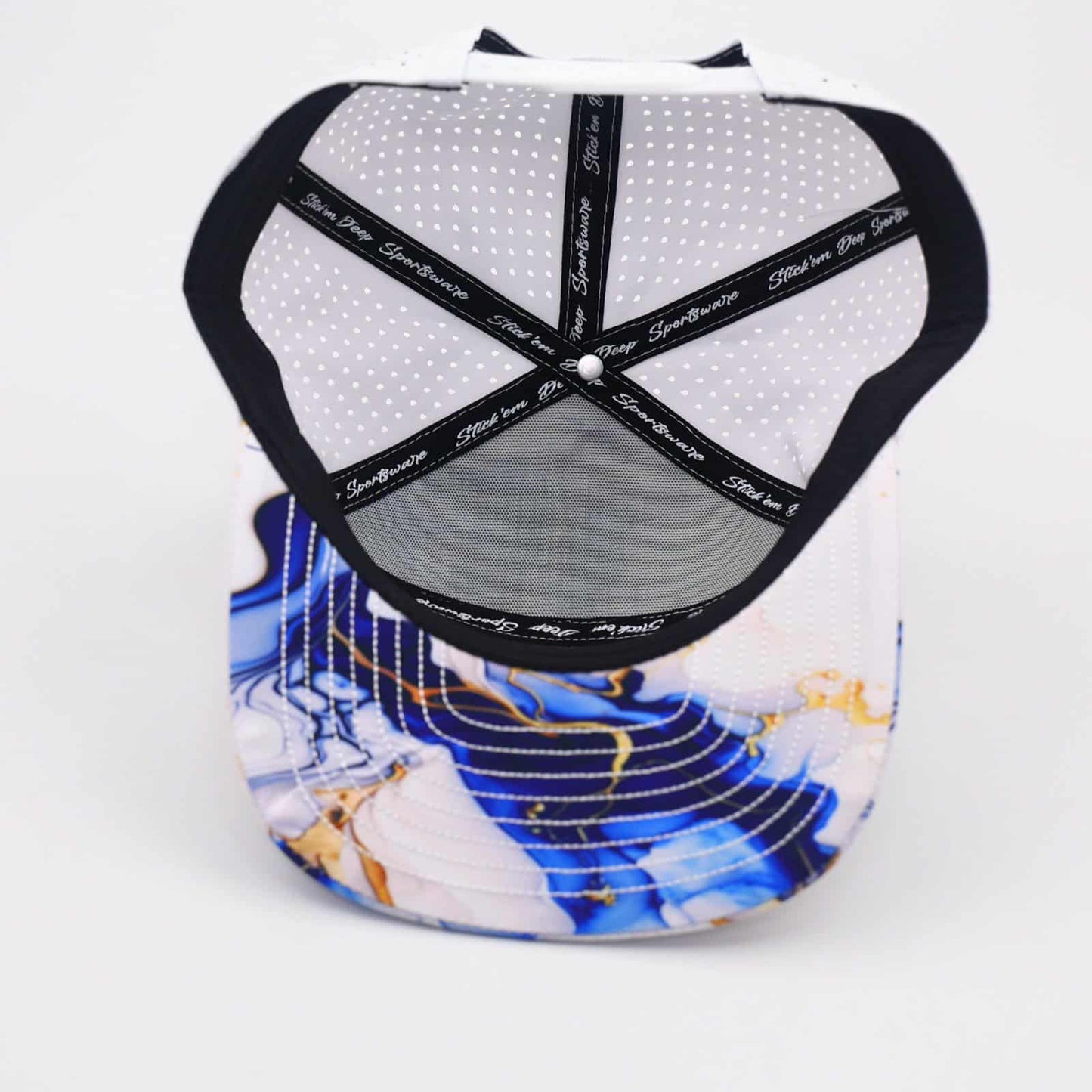 white front with blue marble swirl and white back - LoneStar Adhesive