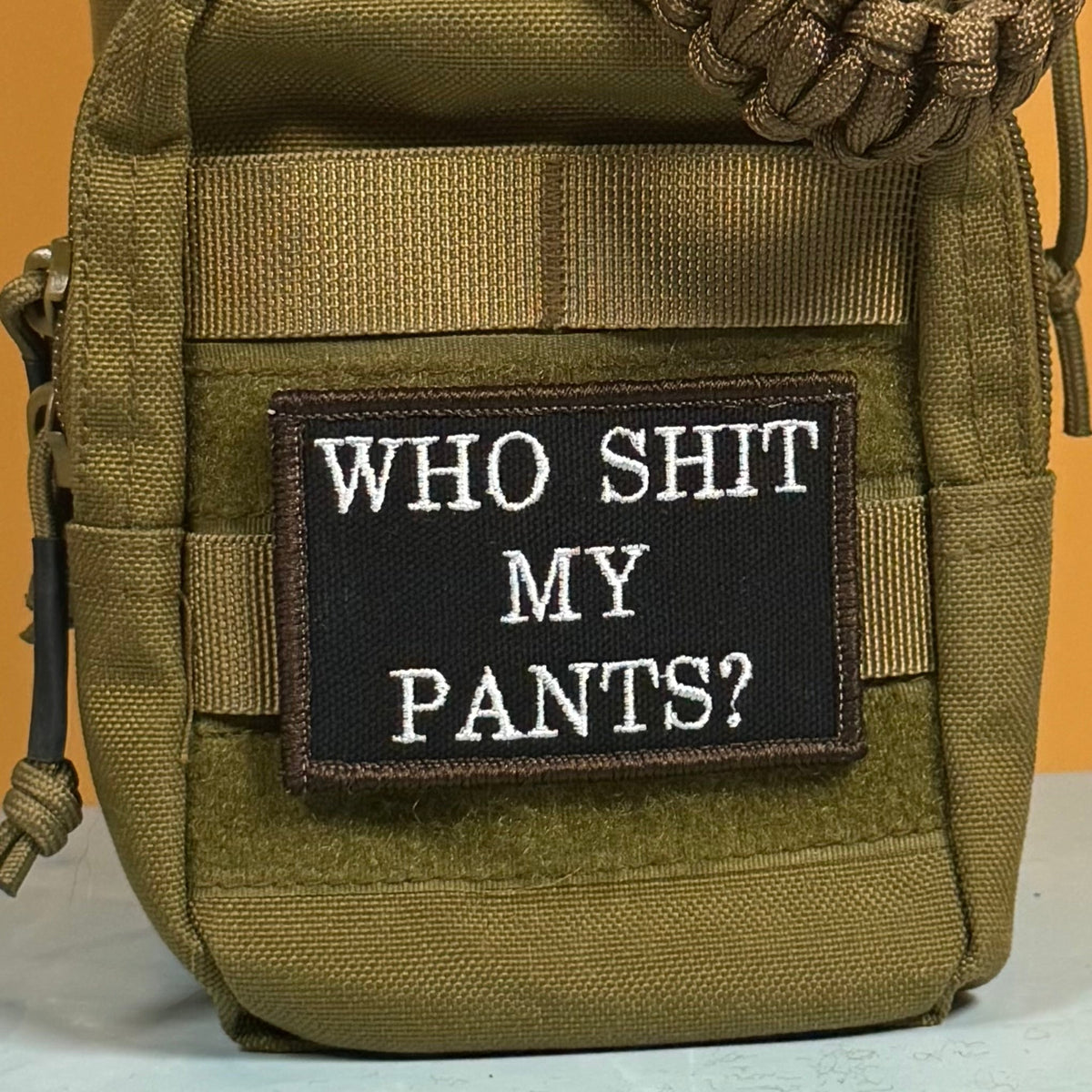 Who Shit My Pants? Funny Morale Patch, 2x3" | Made in USA | VELCRO® Brand Hook Backing - LoneStar Adhesive