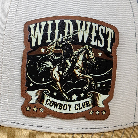Wild West Cowboy UV Printed Leatherette Hat Patch - MR01 - LoneStar Adhesive