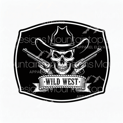 Wild West Skull & Pistols SVG Design - LoneStar Adhesive