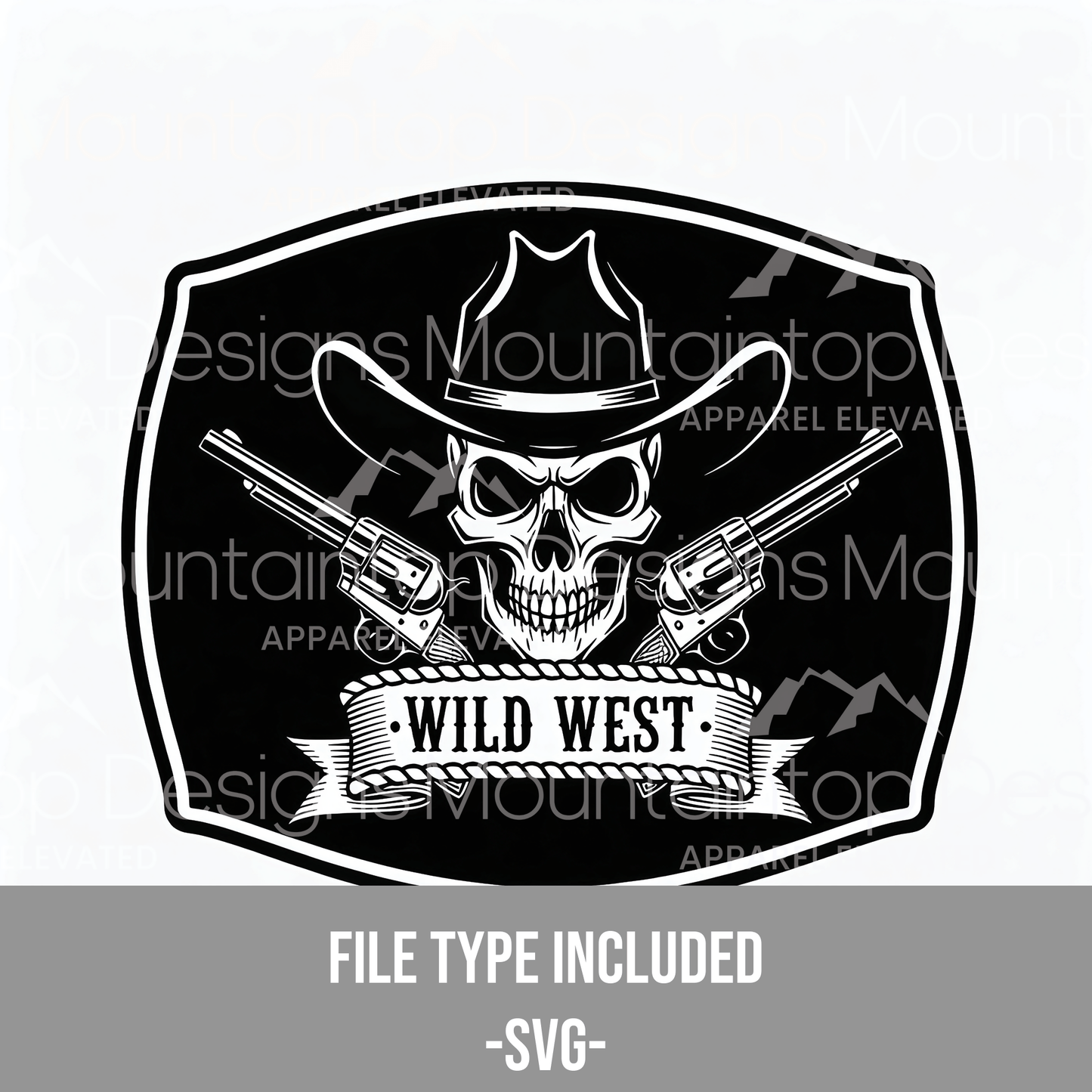 Wild West Skull & Pistols SVG Design - LoneStar Adhesive