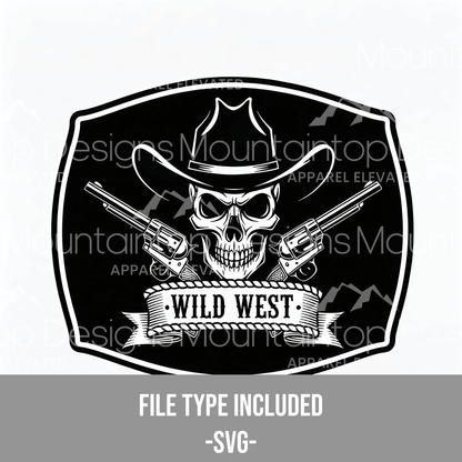 Wild West Skull & Pistols SVG Design - LoneStar Adhesive