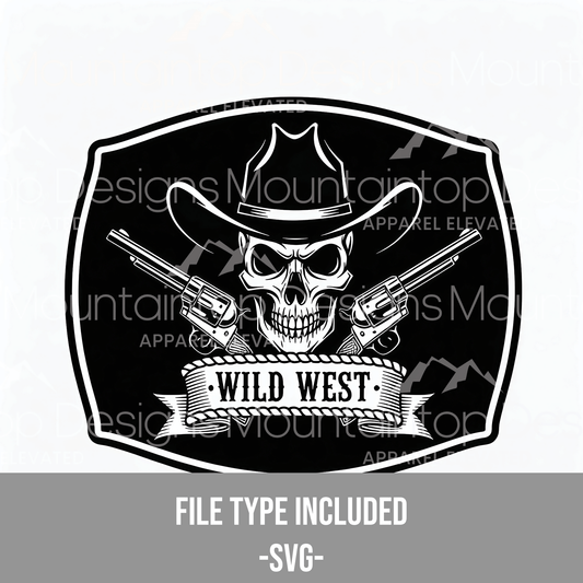 Wild West Skull & Pistols SVG Design - LoneStar Adhesive