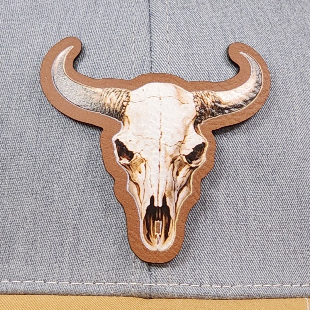Wild West Skull UV Printed Leatherette Hat Patch - MR01 - LoneStar Adhesive