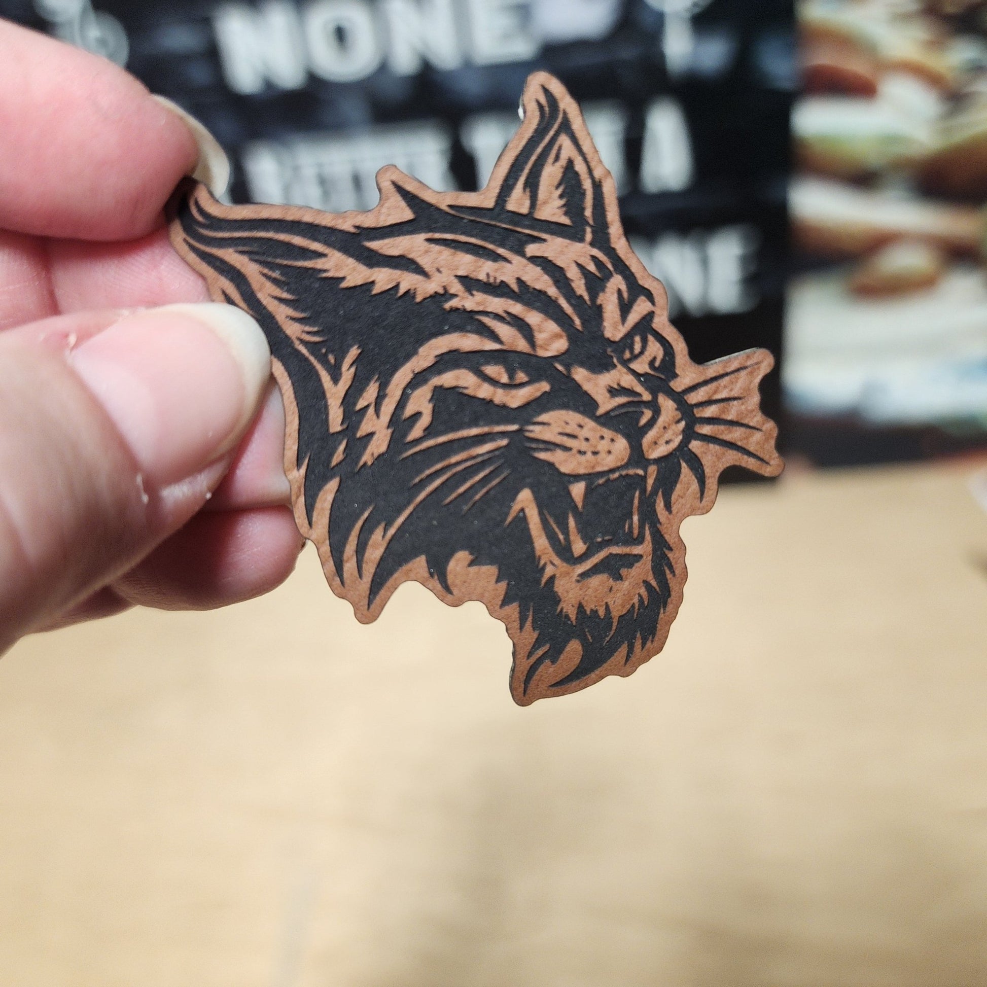 Wildcat (Rawhide) Engraved Leatherette Hat Patch - MR01 - LoneStar Adhesive