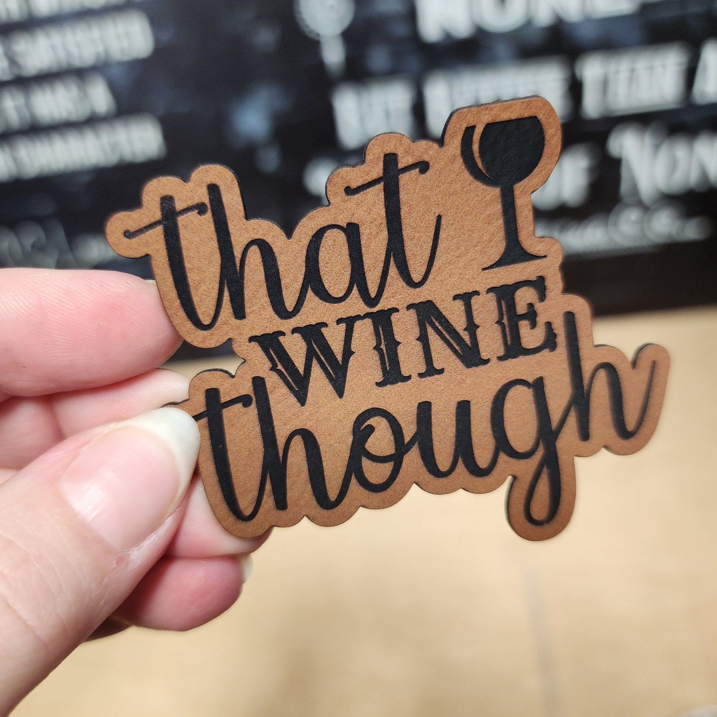 Wine Enthusiast (Rawhide) Engraved Leatherette Hat Patch - MR01 - LoneStar Adhesive