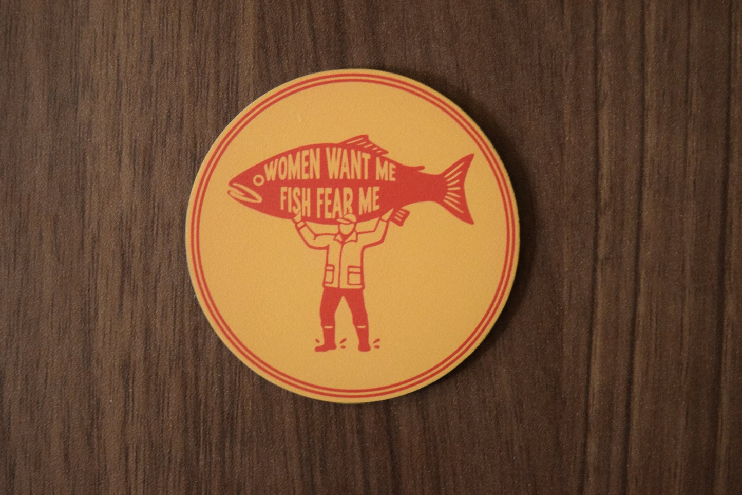 "Women Want Me Fish Fear Me" Yellow/Red UV Printed Patch - LoneStar Adhesive