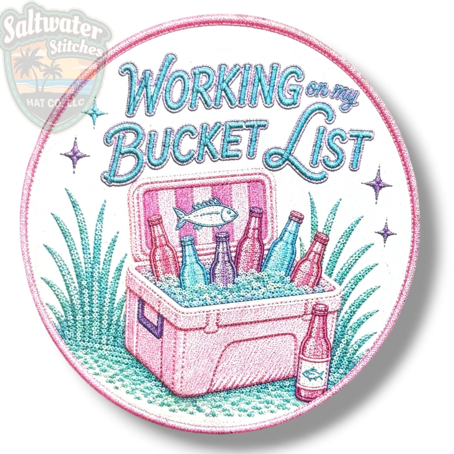 Working on My Bucket List UV Printed Embroidery Look Patch - LoneStar Adhesive