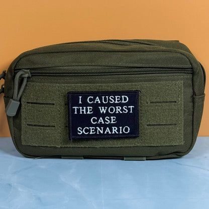 Worst Case Scenario Funny Morale Patch, 2x3" | Made in USA | VELCRO® Brand Hook Backing - #LoneStar Adhesive#