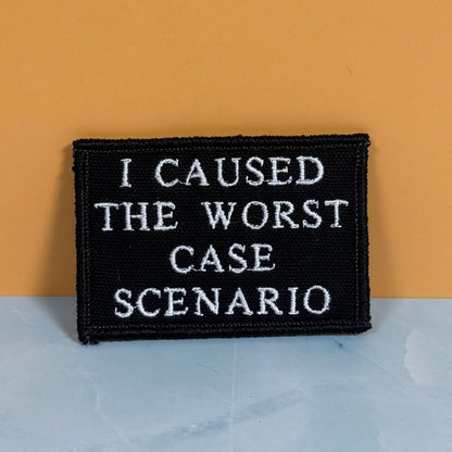 Worst Case Scenario Funny Morale Patch, 2x3" | Made in USA | VELCRO® Brand Hook Backing - #LoneStar Adhesive#