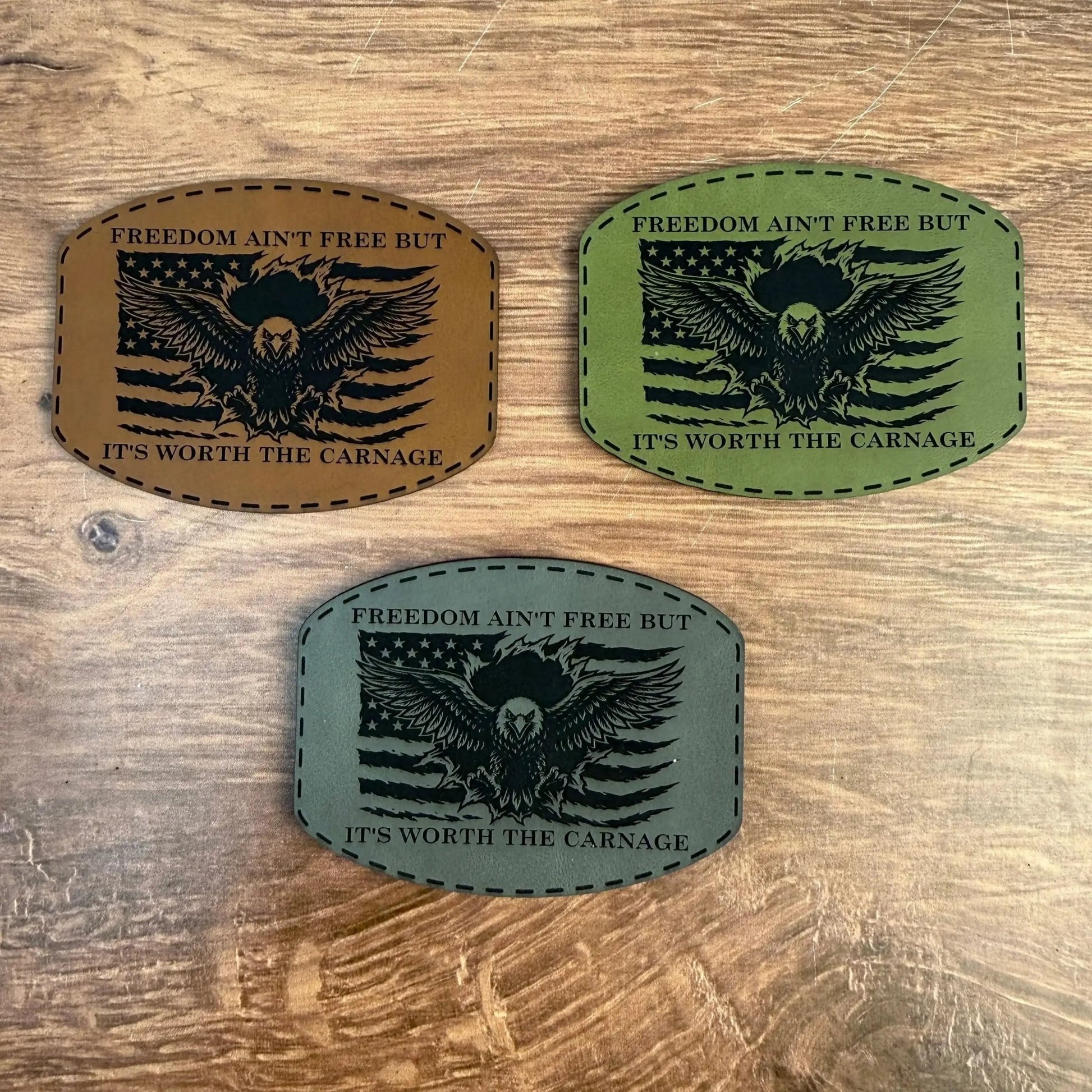 Worth the Carnage – Laser Engraved Leather Patch - LoneStar Adhesive
