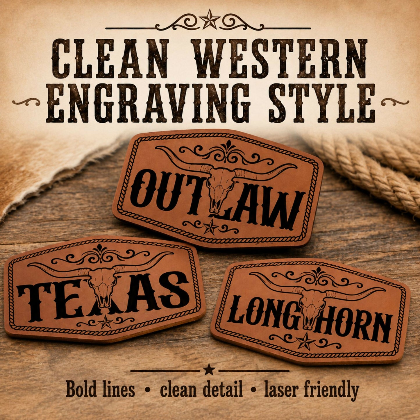 Summer Skull Western Hat Patch SVG Bundle, Longhorn Skull Laser Engraving Files, Cowboy Cowgirl Outlaw Texas XS PDF PNG