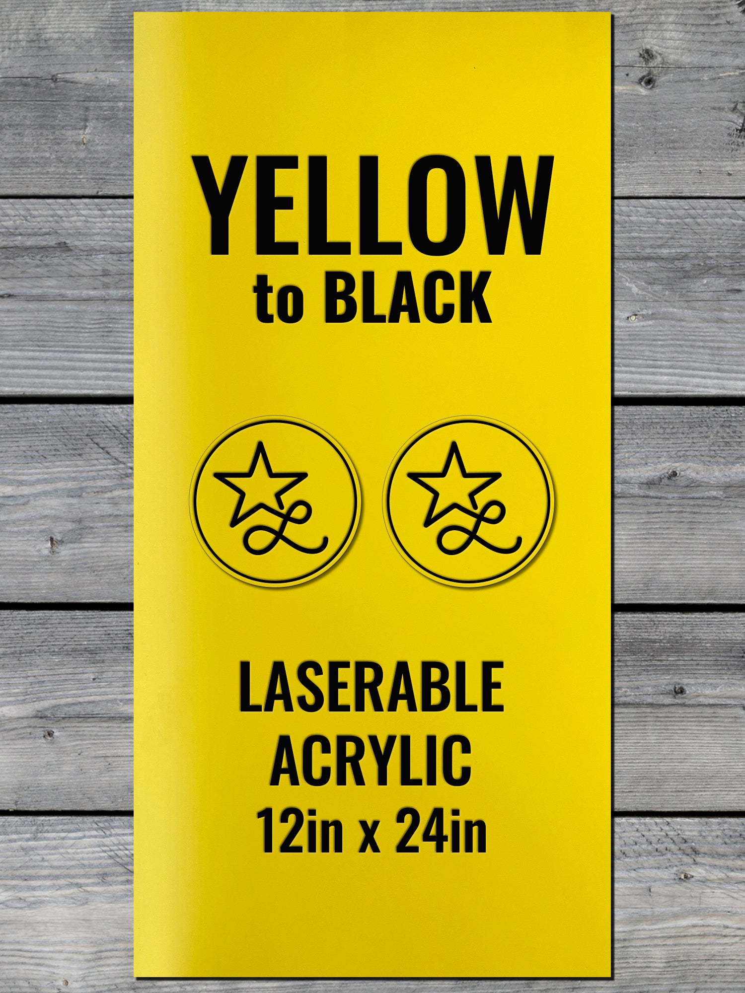 Yellow / Black Laserable Acrylic Panels w/ Adhesive (12x24) - #LoneStar Adhesive#