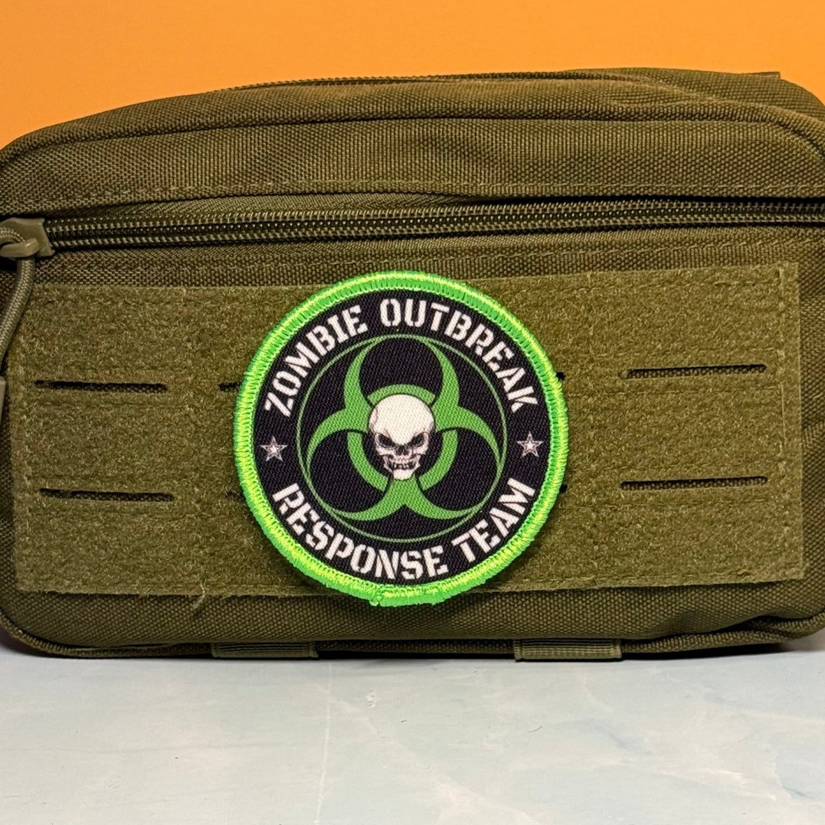 Zombie Outbreak Response Team Funny Morale Patch, 3" Round | Made in USA | VELCRO® Brand Hook Backing - #LoneStar Adhesive#