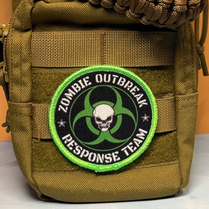 Zombie Outbreak Response Team Funny Morale Patch, 3" Round | Made in USA | VELCRO® Brand Hook Backing - #LoneStar Adhesive#