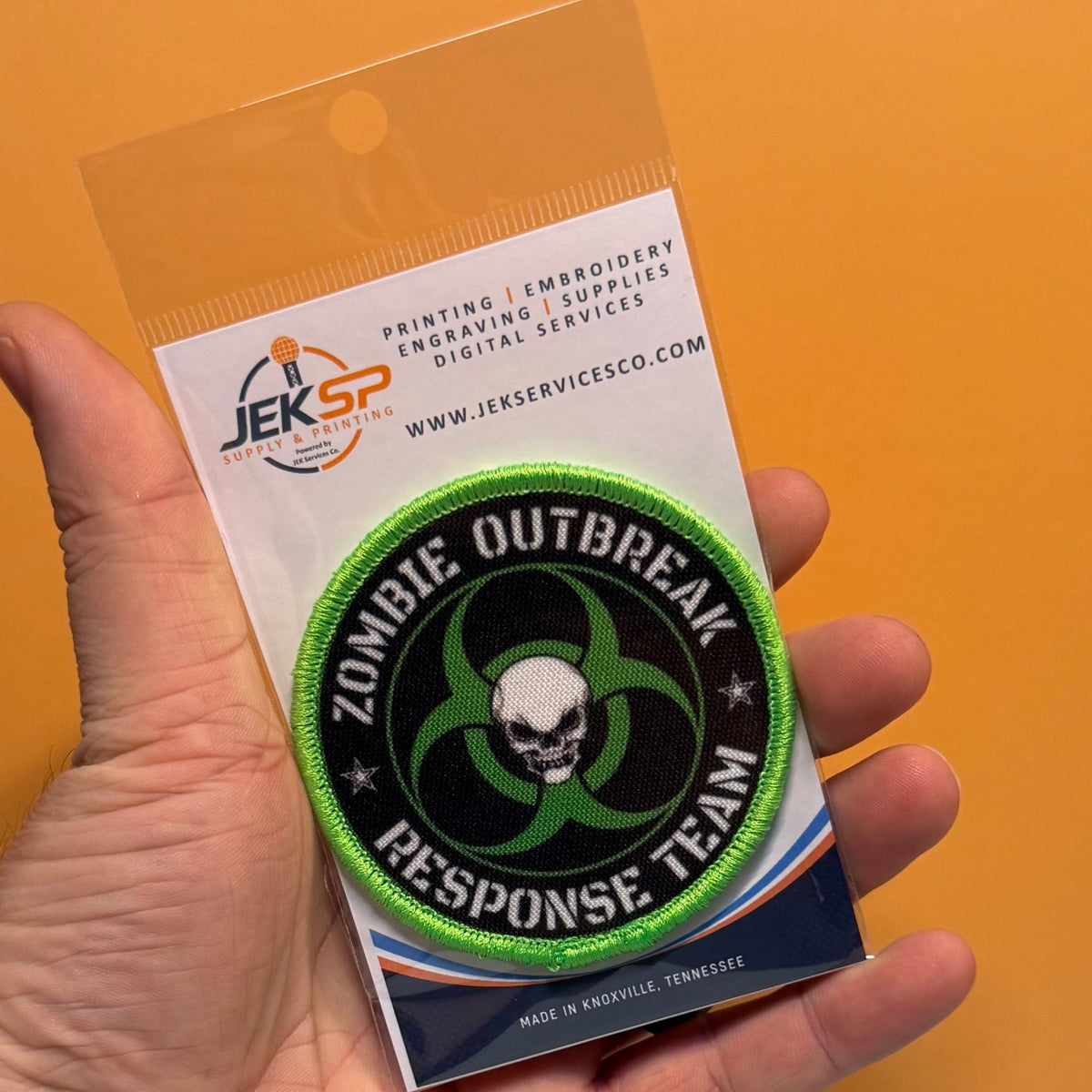 Zombie Outbreak Response Team Funny Morale Patch, 3" Round | Made in USA | VELCRO® Brand Hook Backing - #LoneStar Adhesive#
