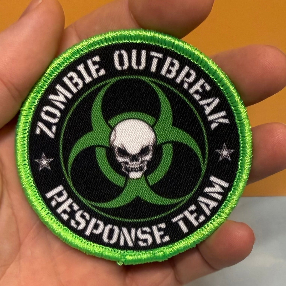 Zombie Outbreak Response Team Funny Morale Patch, 3" Round | Made in USA | VELCRO® Brand Hook Backing - #LoneStar Adhesive#