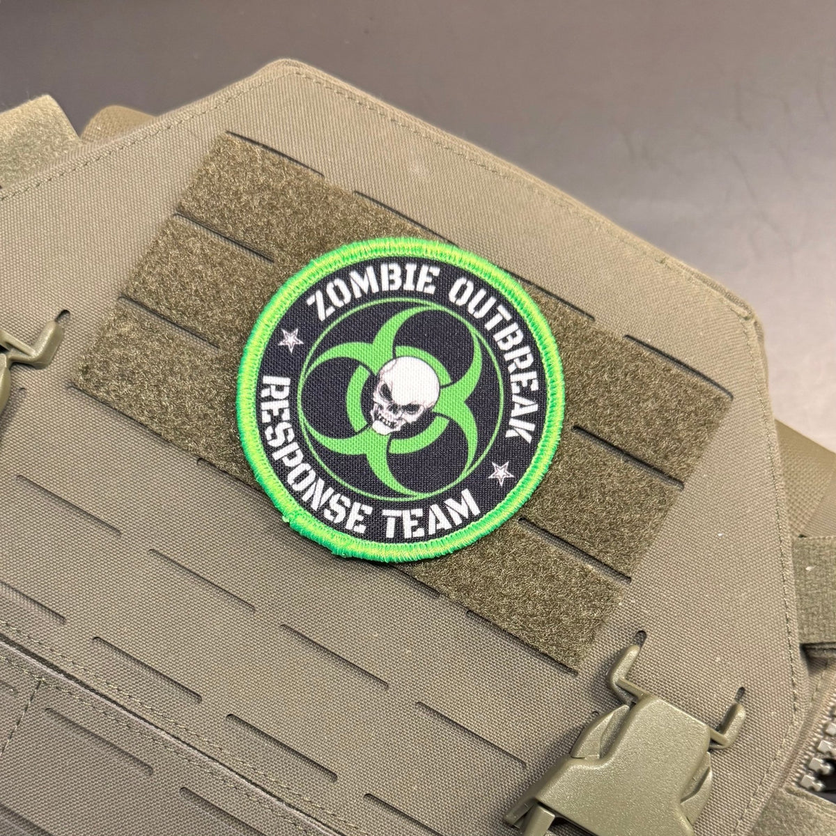 Zombie Outbreak Response Team Funny Morale Patch, 3" Round | Made in USA | VELCRO® Brand Hook Backing - #LoneStar Adhesive#