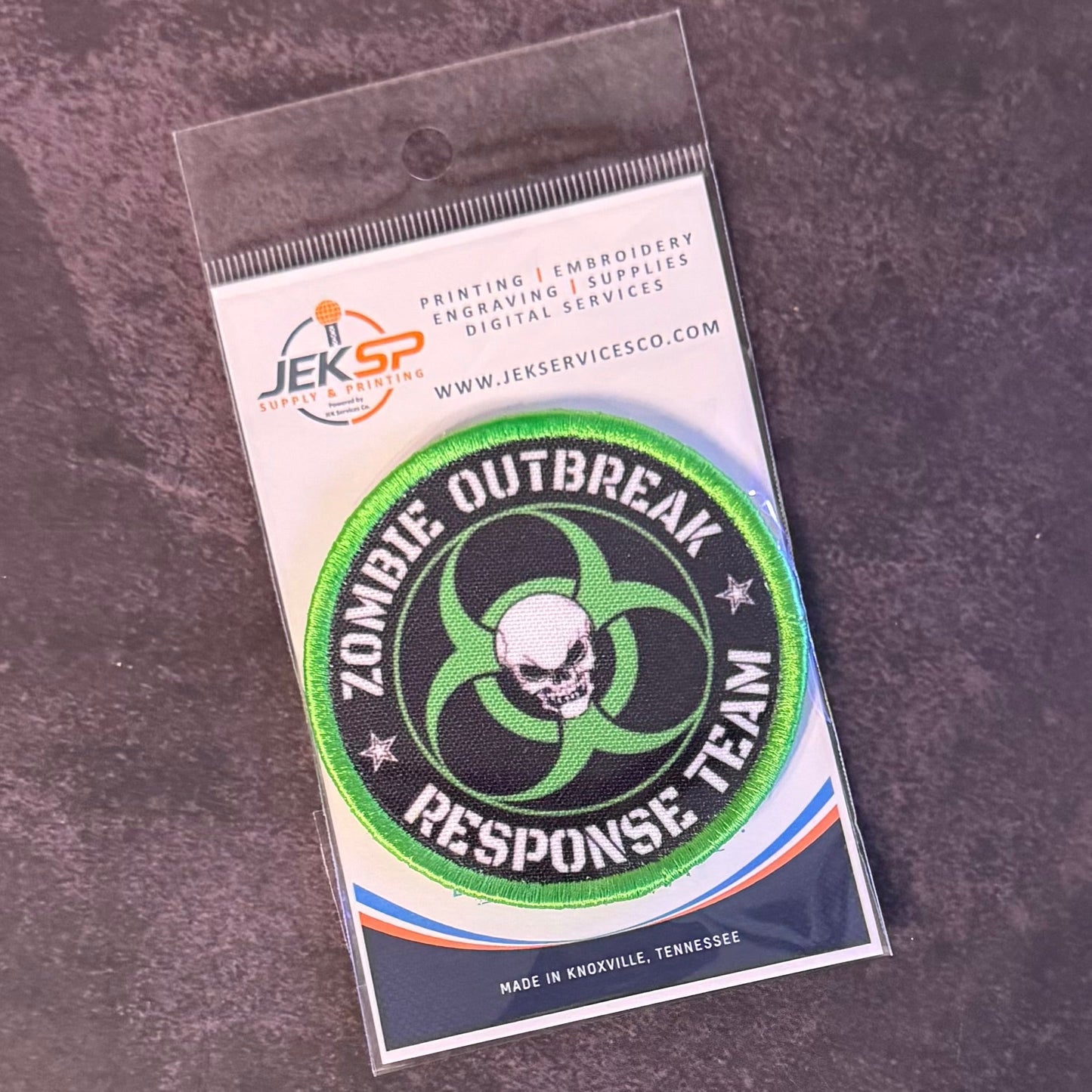 Zombie Outbreak Response Team Funny Morale Patch, 3" Round | Made in USA | VELCRO® Brand Hook Backing - LoneStar Adhesive