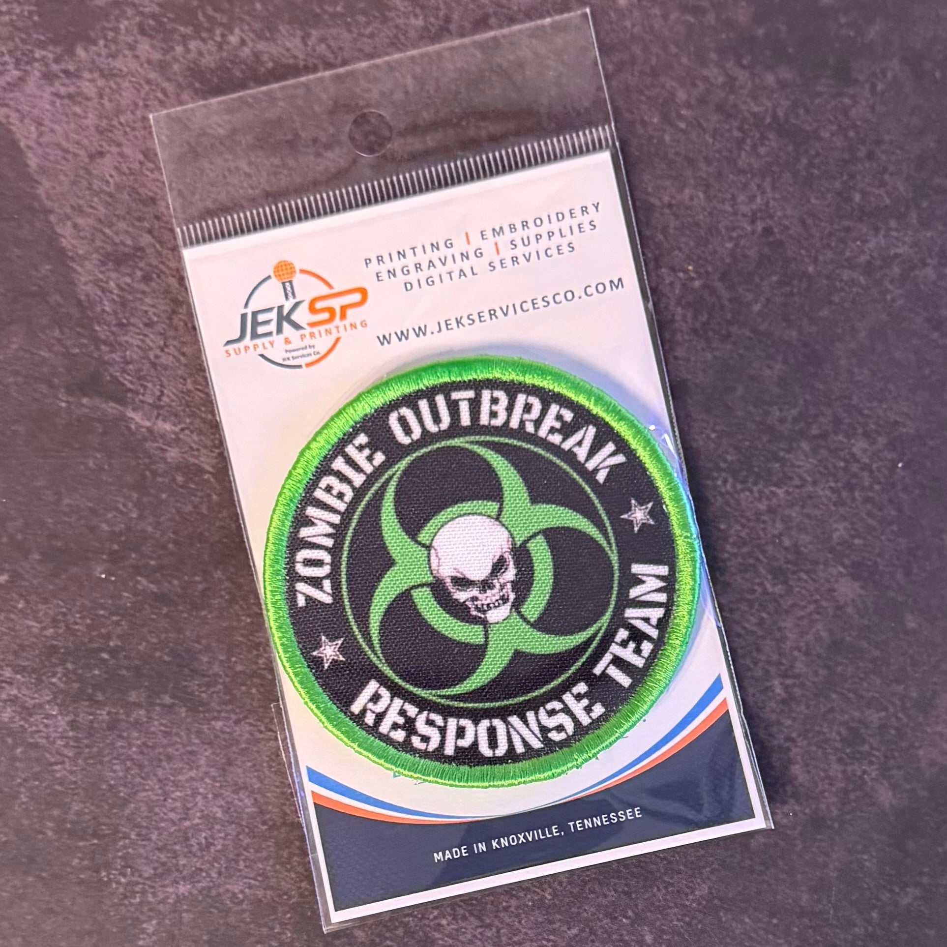 Zombie Outbreak Response Team Funny Morale Patch, 3" Round | Made in USA | VELCRO® Brand Hook Backing - LoneStar Adhesive