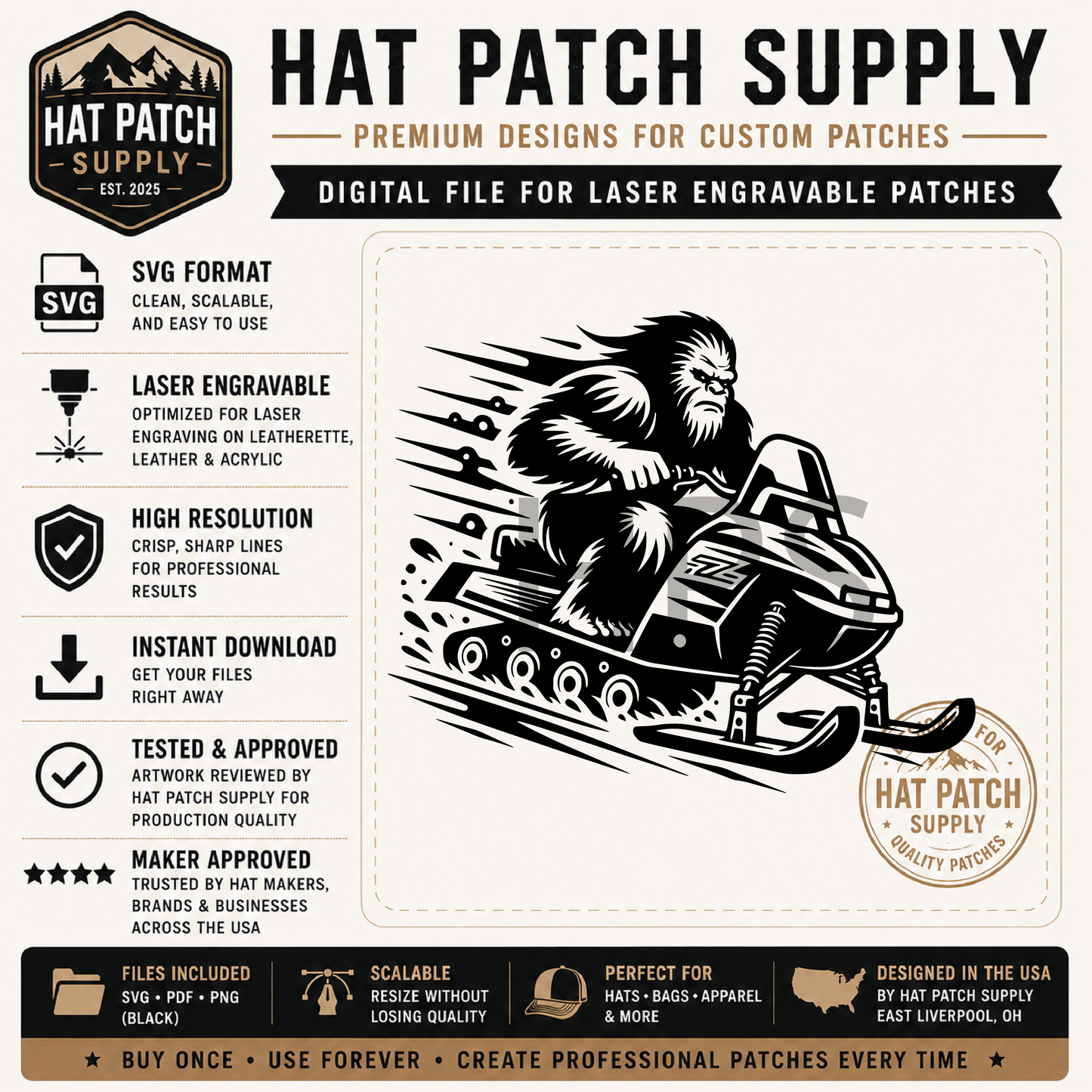 Bigfoot Hat Patch SVG Bundle – 17 Laser Ready Sasquatch Designs | Funny Bigfoot SVG Digital Download
