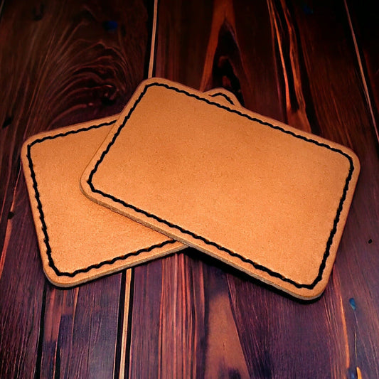 Jersey Tan Top-Grain Stitched Leather Patches - #LoneStar Adhesive#