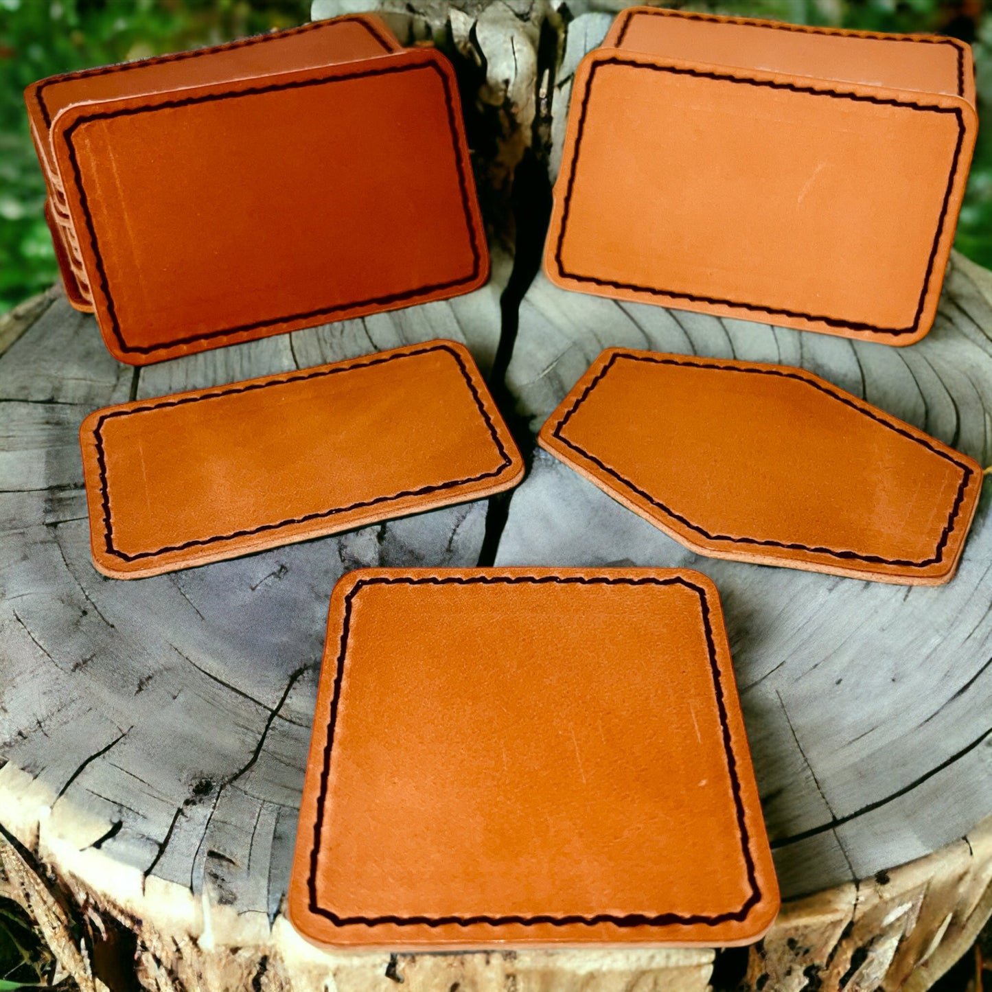 Limousin Brown Top-Grain Stitched Leather Patches - #LoneStar Adhesive#